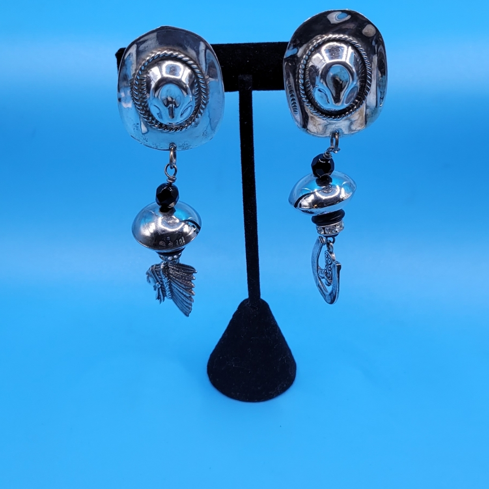 Sterling Silver Cowgirl Dangle Earrings